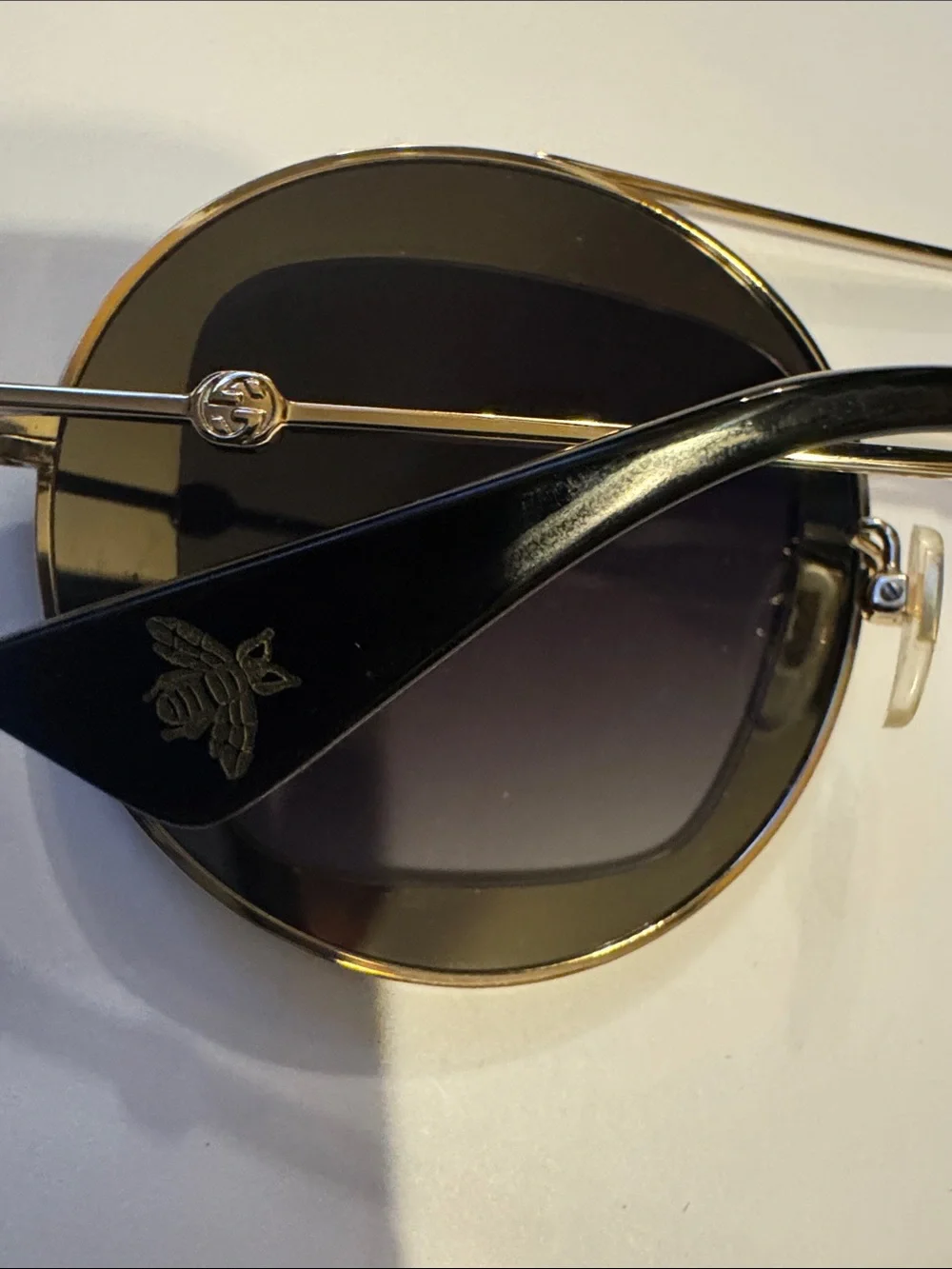 Gucci Gold Metal Round Sunglasses - Gucci GG0105S Sunglasses